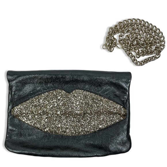 Just Cavalli Glitter Lips Shoulder Bag – Vintage Leather w/ Silver Chain - Picture 4 of 16